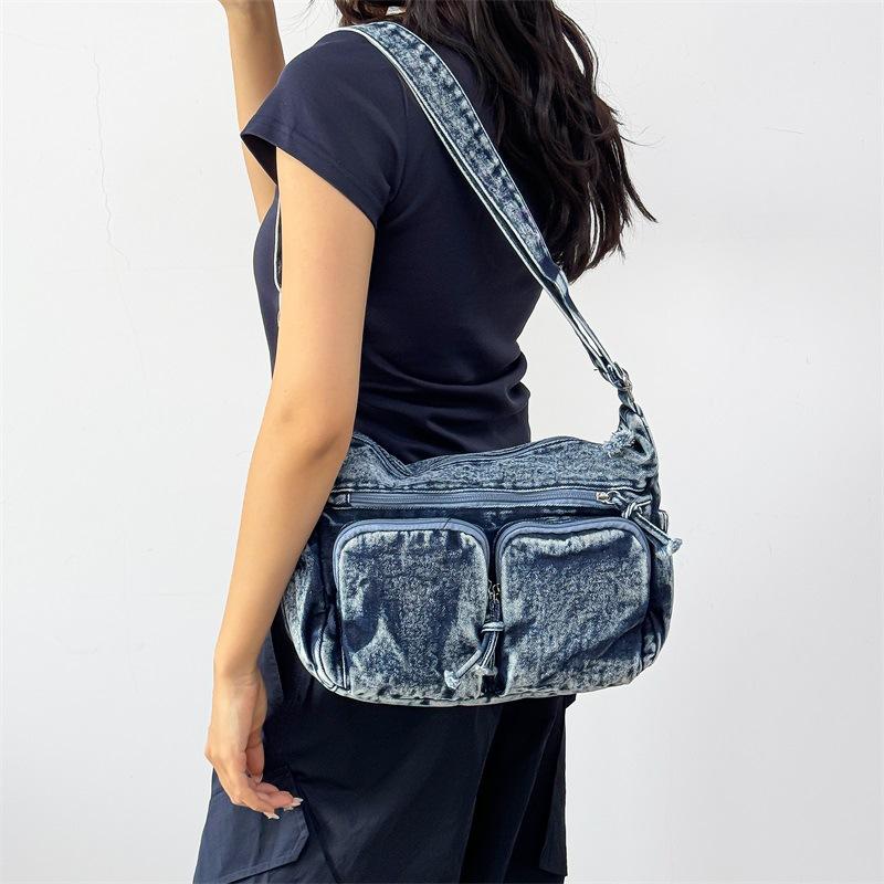 Denim backpack 2025 summer new shoulder messenger bag fashion simple shoulder bag trend women satchel casual