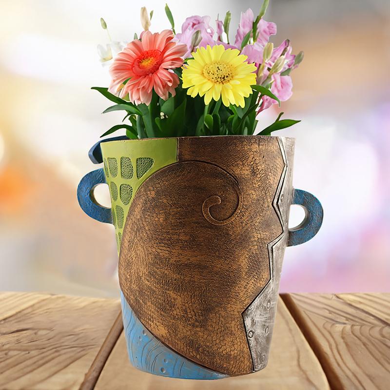 12.5x12x9cm Flower Arrangement Picasso Style Resin Flower Pot Home Decor Abstract Human Face Design Artistic Home Decor Luxury 1PC