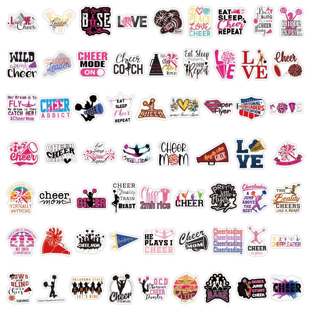 60 Cheerleading Trend Graffiti Stickers: Waterproof DIY Decor for Journals, Water Bottles & Phones
