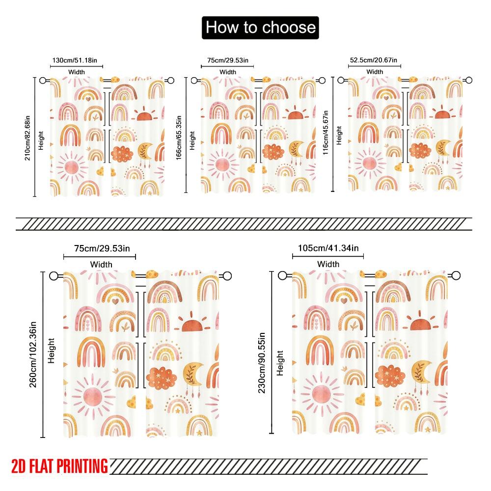 2pcs,2D plane printing Minimalist Curtains Whimsical Patterns Durable Polyester (without rod) All Seasons Use for Season Home