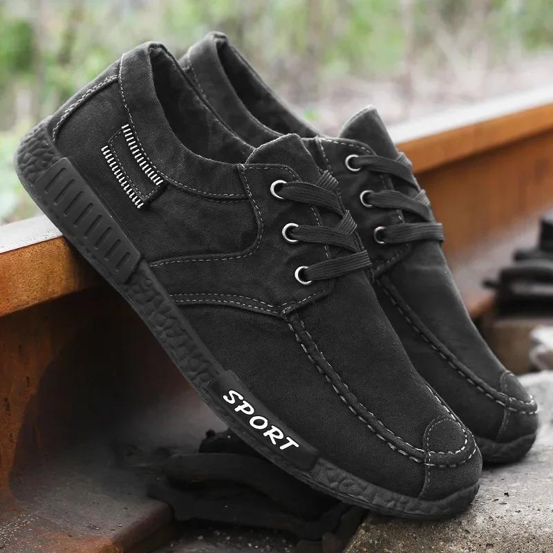 Comemore Spring New Canvas Men's Shoes Casual Breathable Denim Sports Shoes Work Male Shoe Soft Soled Lace Up Zapatos De Hombre