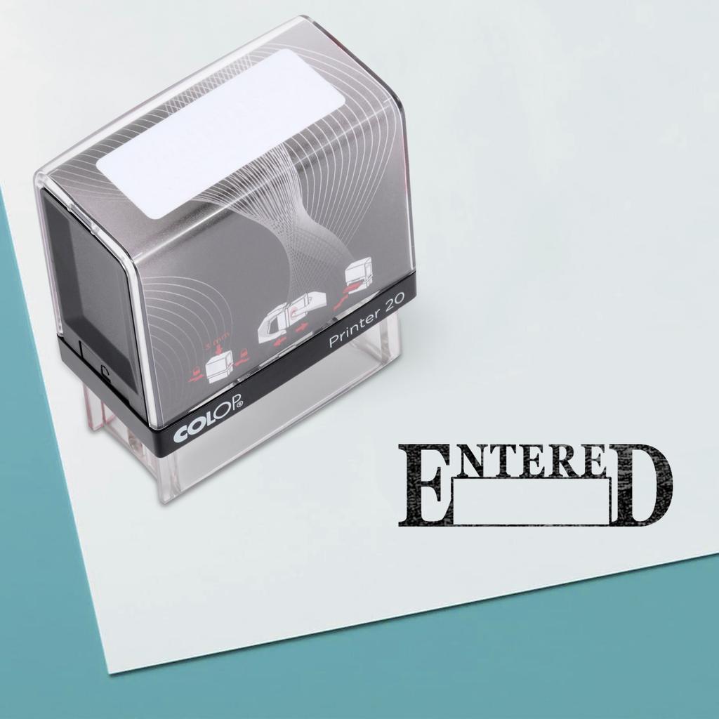 Entered Self Inking Rubber Stamp Custom Colop Office Stationary P20 Mini Stamper
