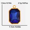 High Quality Big Glass Rhinestone Stainless Steel Rectangle Charms For Jewelry Making Supplies Real Gold Plated No Fade Pendants