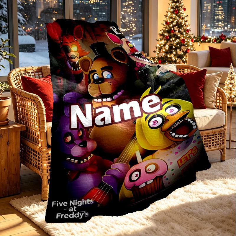 Custom Name Personalized Five Nights at Freddy's Print Blanket, Home Decor, Bedroom, Sofa, Camping, Couch, Gifts for Birthday Christmas