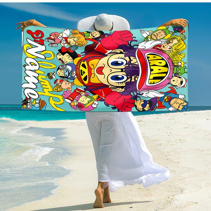 Personalized customized proof beach towel with Arale Norimaki  pattern - soft, absorbent, quick-drying, perfect swimming, camping&bathing