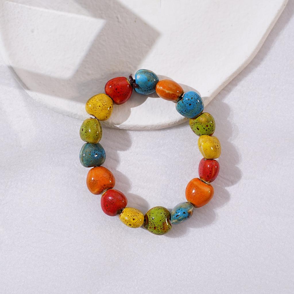 Ceramic new fashion flower glaze bead bracelet multi-color leisure ethnic style student