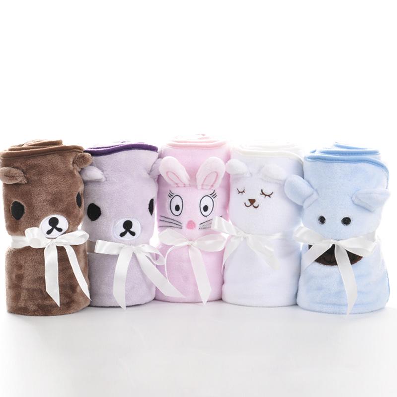 1pc 75cmX100cm Baby Embroidered Flannel Blanket Cartoon Children's Blanket Flannel Blanket All Season Use Cartoon Character