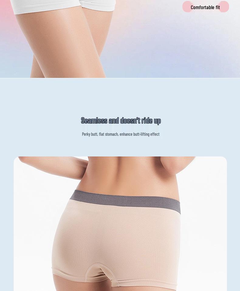 Women's Seamless Mid-Waist Quick-Dry Anti-Exposure Boxer Briefs