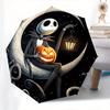 The Nightmare Before Christmas Automatischer Regenschirm - Dreifach faltbarer tragbarer Regenschirm, Bestes Weihnachtsgeschenk für Männer und Frauen, Langlebiger Eisenrahmen, Pla