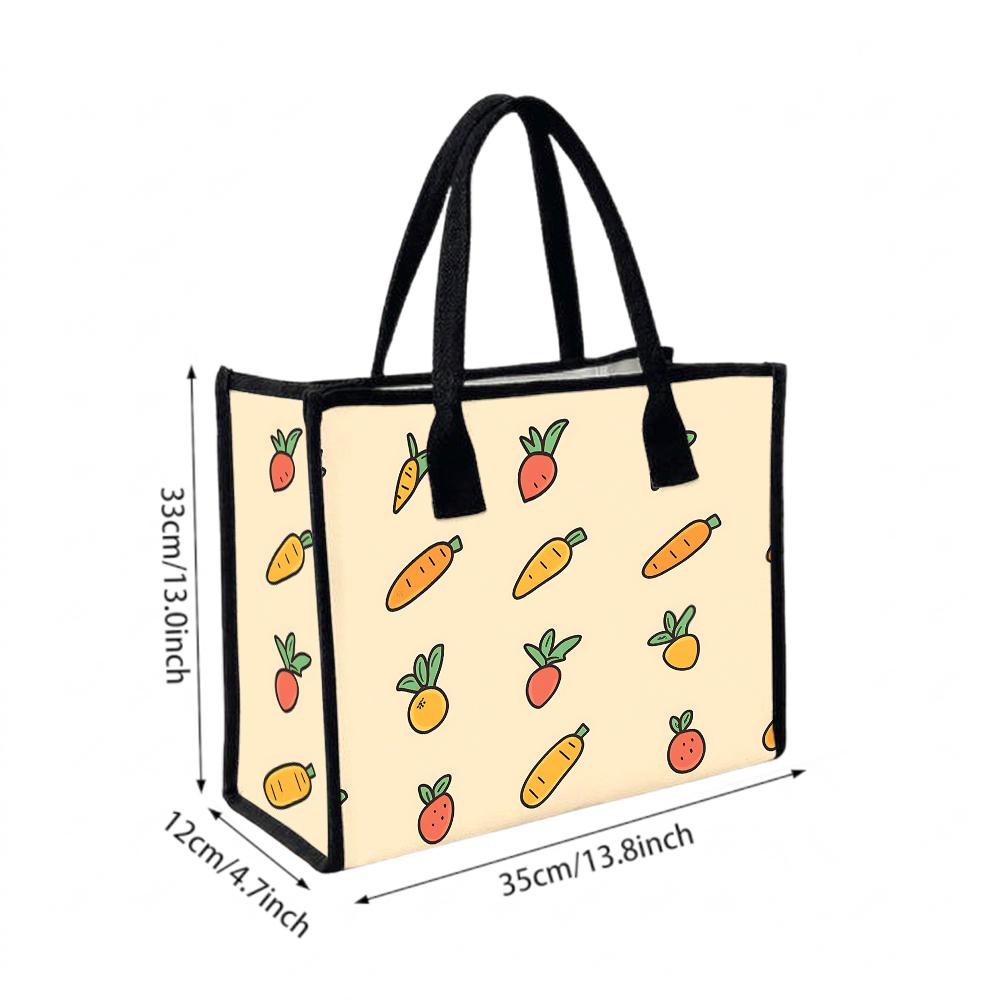 Cute Cartoon Fruit Tote Bag Casual Large Capacity Reusable Shopping Handbag for Daily Outdoor Use