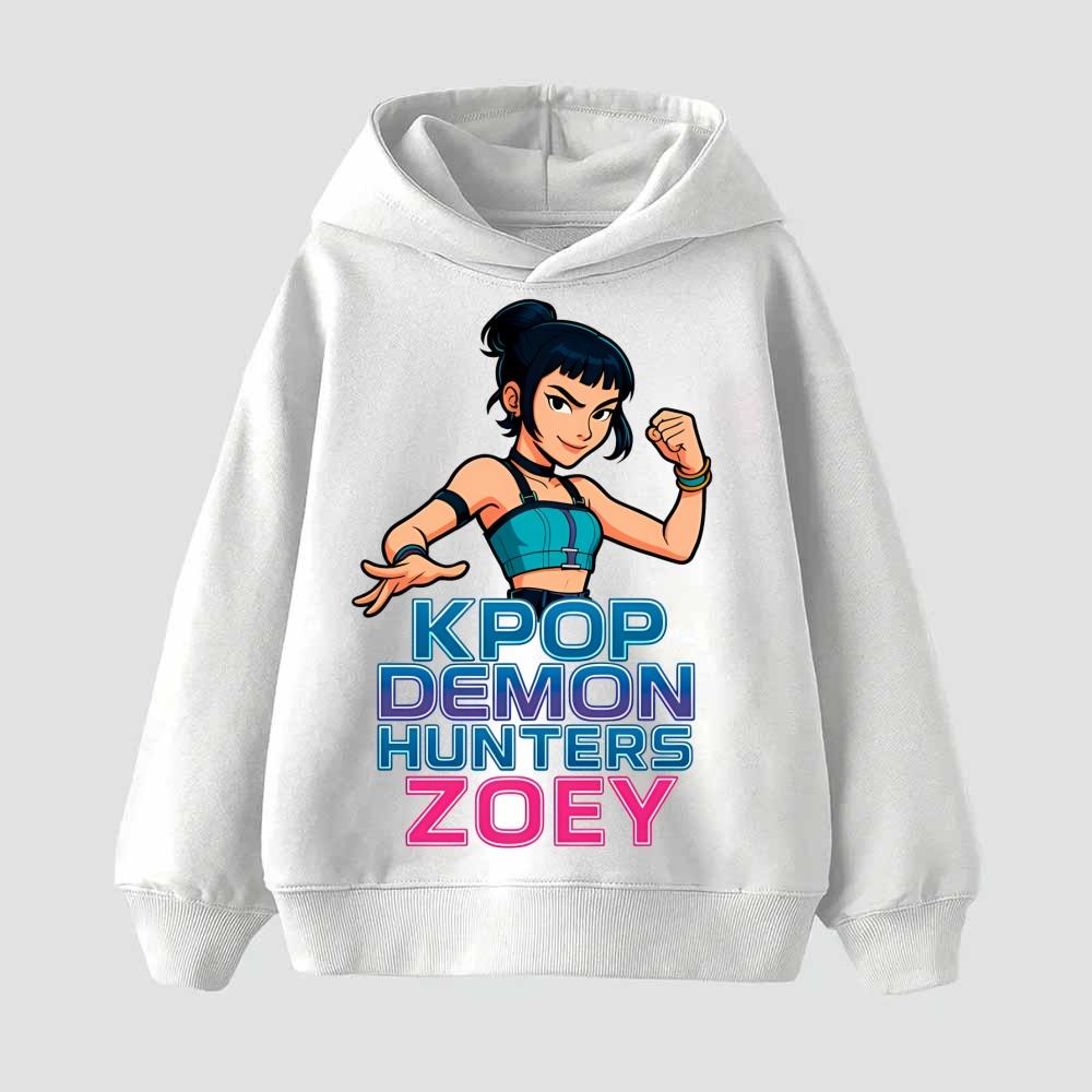 KPop Demon Hunter Cartoon Girls Boy Hooded Sweatshirt Warm Children's Korean Wave Fashion Casual Tops Casual Girls Clothing