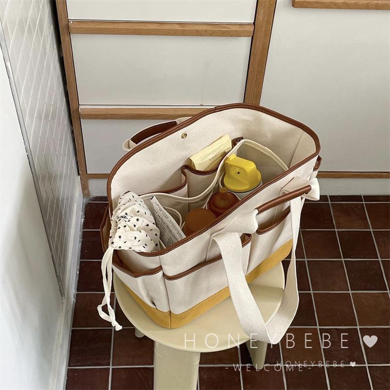 Versatile Korean Crossbody Mummy Bag - Large Capacity, Lightweight Canvas for Mom & Baby