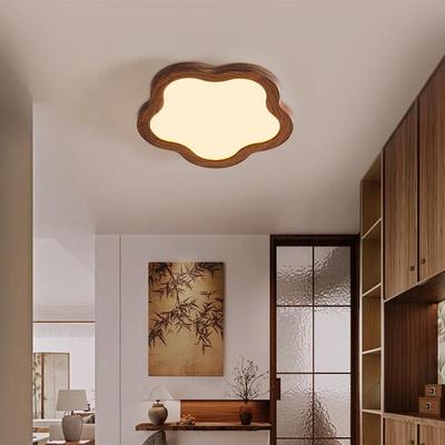 Retro Japanese Minimalist Walnut Cloud Ceiling Light for Hallways and Corridors