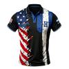 Men's Loose Fit Casual Short Sleeve Polo Shirt with Flag Print Comfortable Button Down Top for Everyday Wear