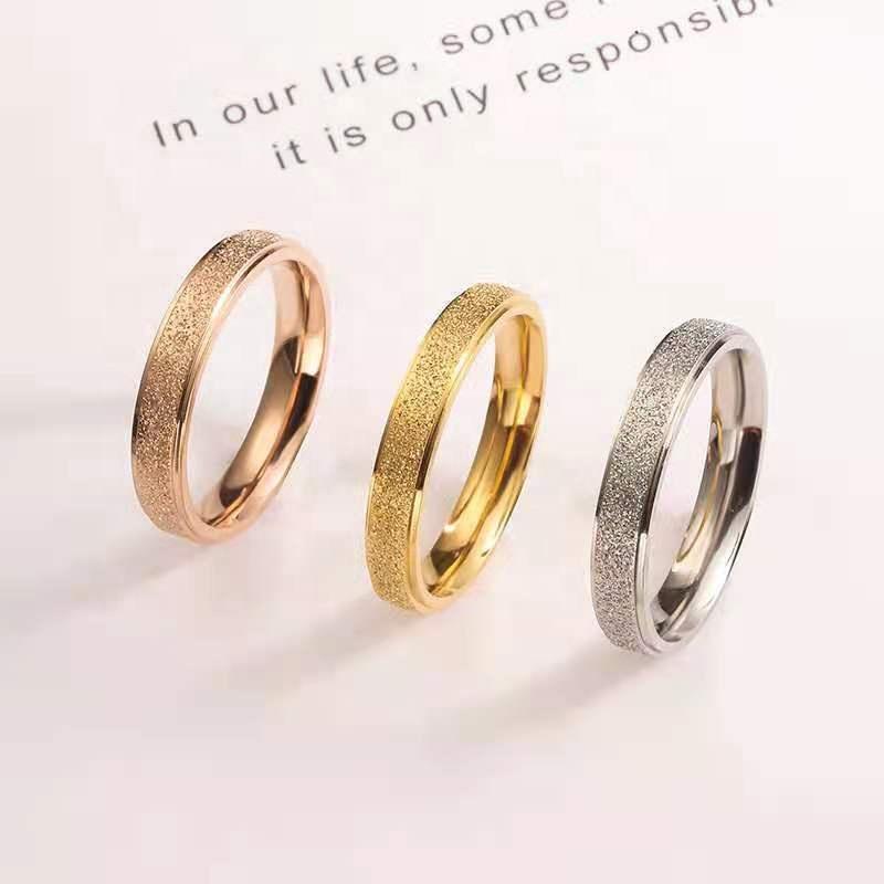 Simple Stainless Steel Handmade Ring Frosted Starry Sky Ring Classic Plain Circle Geometric Ring for Women