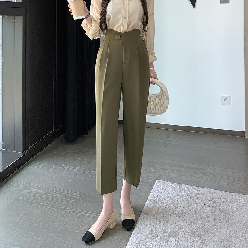 2025 Spring/Summer Women's High Waist Harem Pants – Casual Straight-Leg Cigarette Style