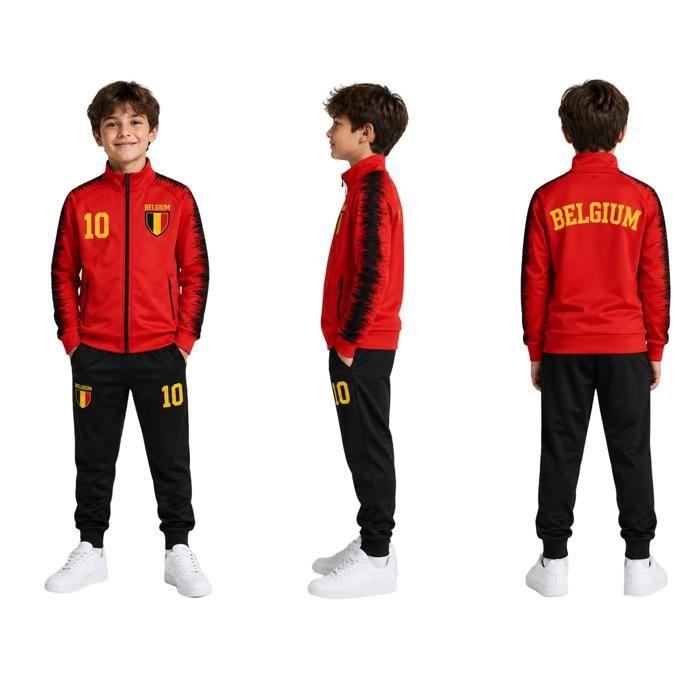 Jogging survêtement - Belgique - Enfant Garçon - Rouge - Manches longues - Respirant