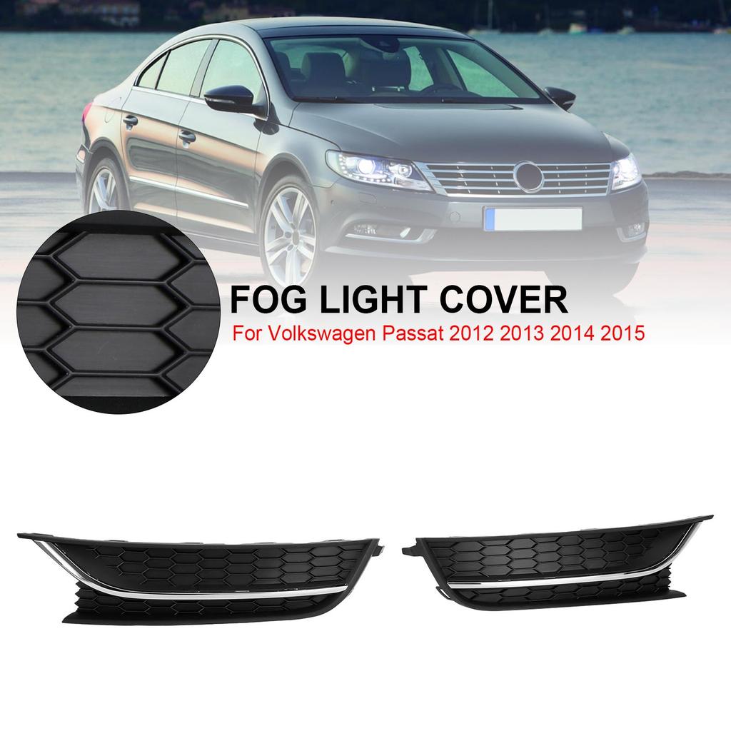 2PCS Front Driving Fog Light Cover Fit VW Passat 2012-2015 Black/Chrome