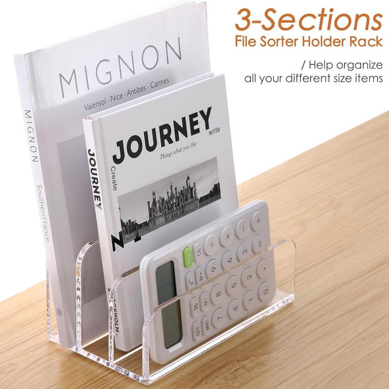 Clear File Organizer For Desk 3 Slots Clear Office Desk Letter Organizer Office Desk Organizer For Books Binders Emails Clear