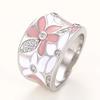 2025 Women's Wedding Party Beautiful Enamel Flower Ring New Silver European and American Style Luxury Zircon Jewelry Gift