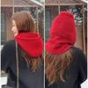 Winter Knit Balaclava Hat with Neck and Hooded Slimming and protection from the solid Perfect for or cycling Women's Hood, 2-in-1 Warmer, Scarf.