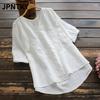 JPNTKY Moda Donna Casual Stampa Colore Unico Manica Corta Scollo a V Camicette & Camicie
