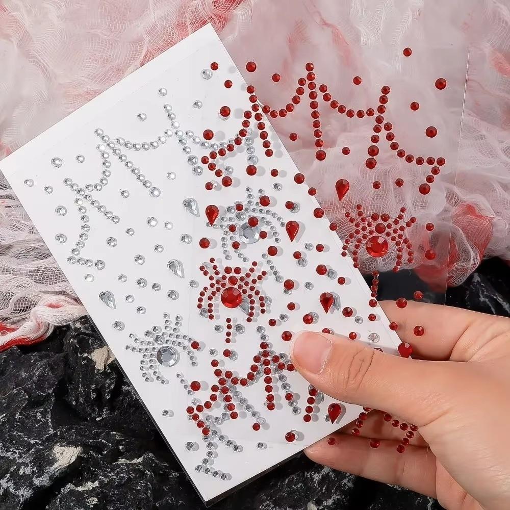2 PEZZI Adesivi Strass con Motivo di Ragno Cristalli Facciali Lucidi Adesivi di Halloween Carnevale