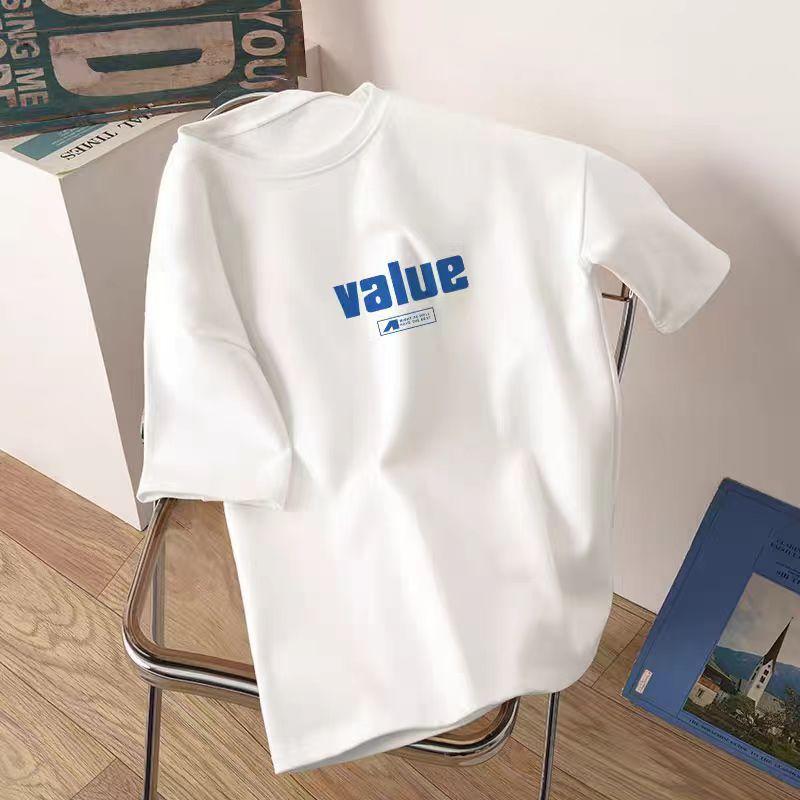 White Short-sleeved Simple T-shirt Women's Summer Printing Design Sense Niche Loose Hong Kong Style Top