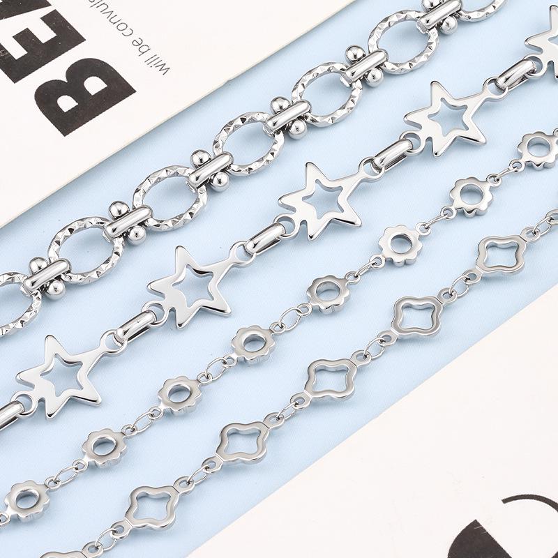 Handmade Stainless Steel Four-Leaf Clover Star Chain for DIY Jewelry, Necklaces, Bracelets & Clothing Accessories