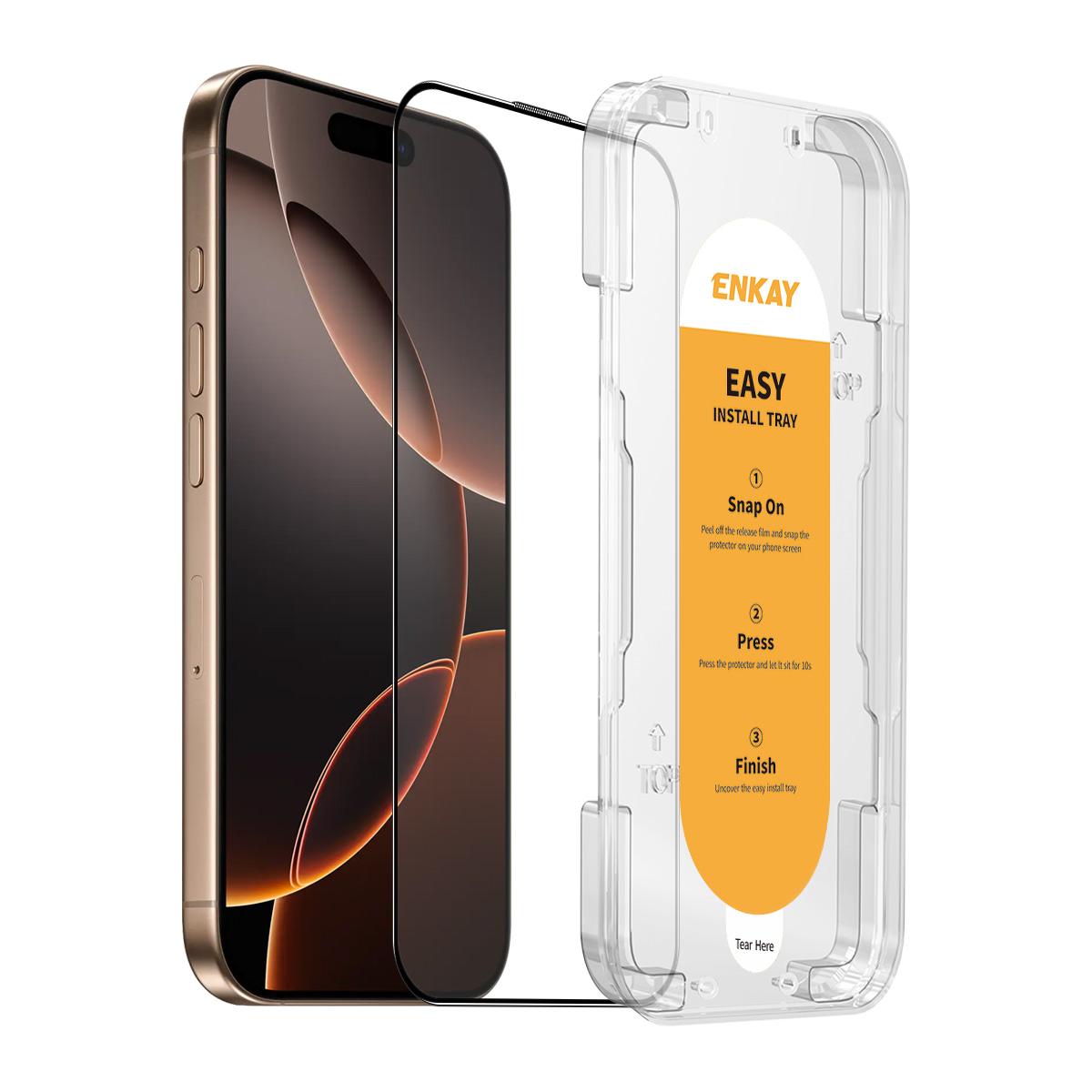 

Для iPhone 16 Pro Max HD Прозора плівка ENKAY HAT PRINCE Загартоване скло Захисна плівка для екрана з інструментом для встановлення Transparent