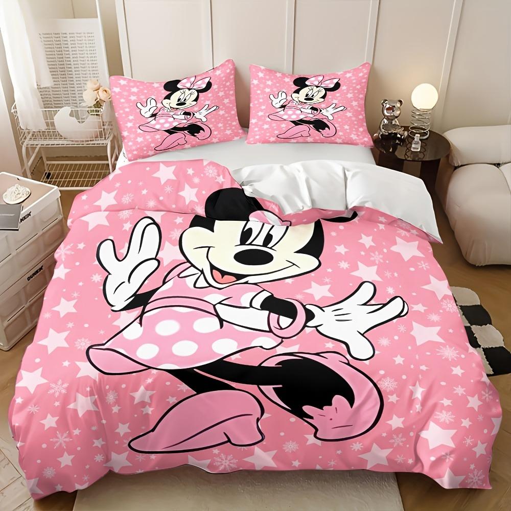 Minnie Mickey Bedding Set Duvet Cover Movie Character Bed Set Soft Microfiber Cover for Kids Teens Home