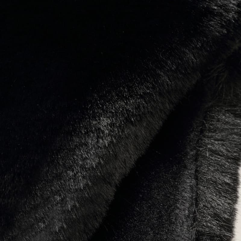 LALA Fur Ribbon Color Scarf - Black