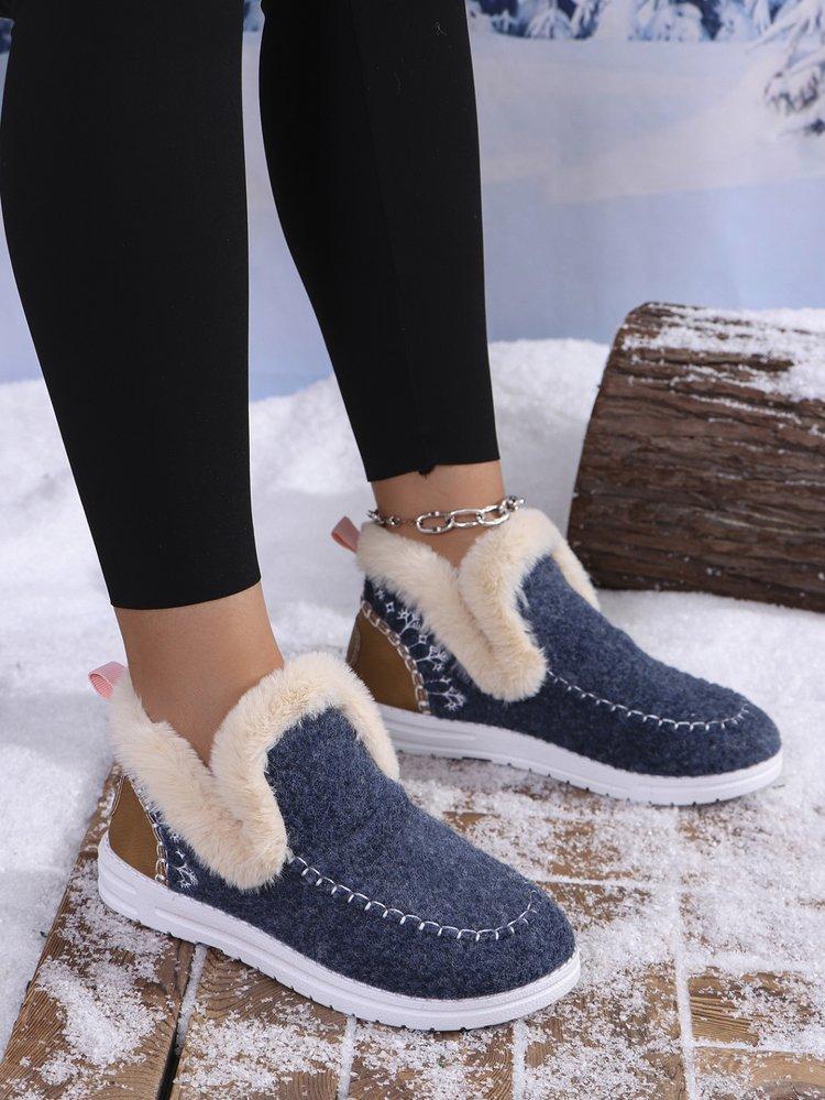 

2024 зимние новые женские хлопковые туфли большого размера с ворсом и утолщенными заусенцами теплые плоские хлопковые туфли 43