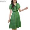 ZANZEA Women Summer Casual Short Sleeve Print Dress