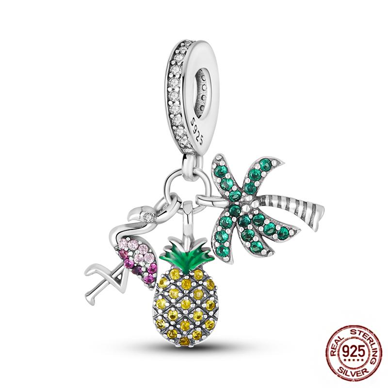 Fruit Food Charms Plata De Leyoriginal Strawberry Avocado Dessert Cake Charm Beads For Women Bracelet Accessory Diy Jewelry