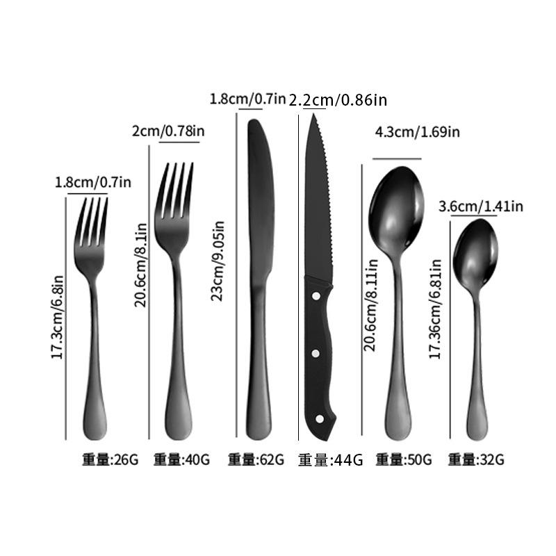 Stainless steel tableware set 8-person knife, fork and spoon set 48-piece set Color boxed steak knife