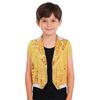 Gilet de Performance Scénique Danse Jazz pour Garçons à Franges Paillettes Scintillantes Revers de Couleur Contrastante Haut Sans Manches