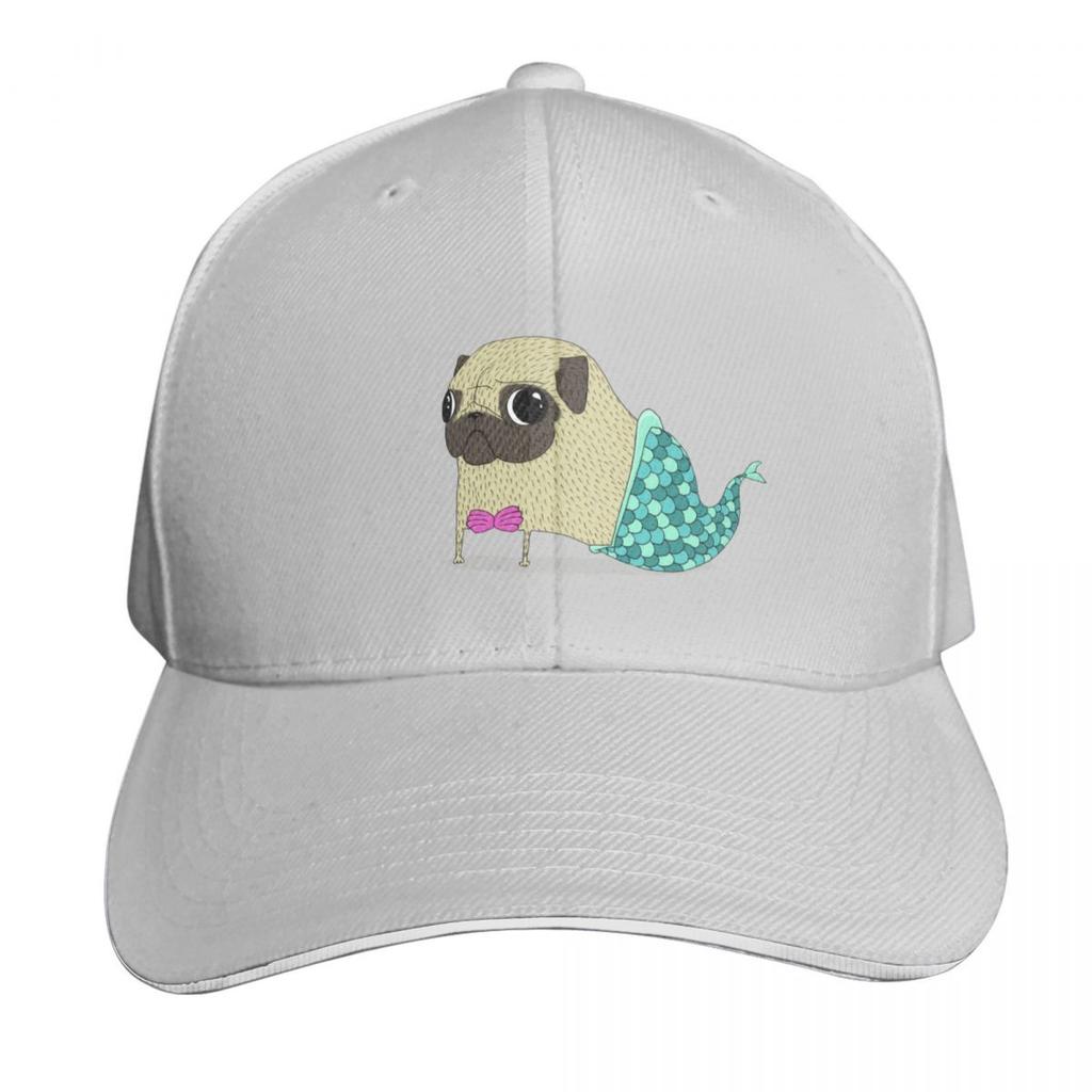 Mermaid Pug Baseball Cap Fishing Caps Unisex Dad Hat Hard Hat Sun Caps Hats Women Unisexs