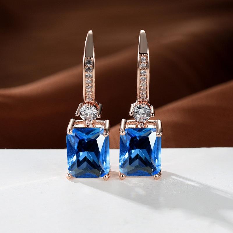 Wish explosive platinum micro-inlaid zircon square diamond quadrilateral stud earrings couple light luxury temperament jewelry