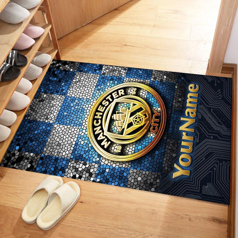 Manchester City Personalized Name Carpet Suitable for Balcony Game Room Outdoor Kitchen Antislip Carpet Decorate Offices