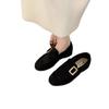 Heel Height 2cm~ Retro British Lazy One-pedal Suede Loafers Versatile Commuting Not Tired Feet Flat Single Shoes Women