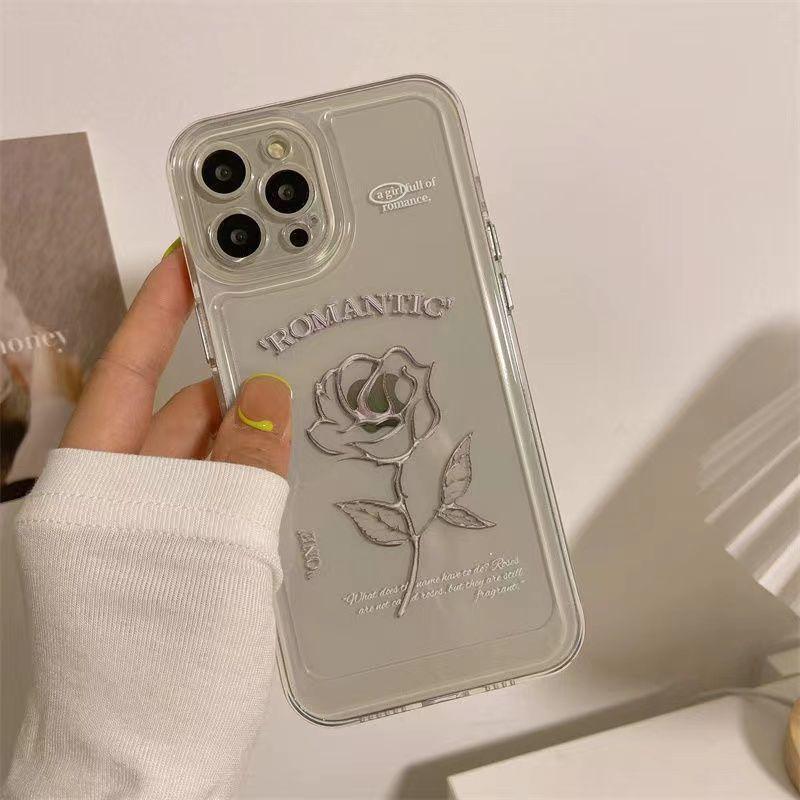 Premium Rose is suitable for iPhone 14 Pro Max, new 15 Plus space case, 13/12 transparent phone case, 11 pieces