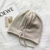 Drawstring Crimping Stack Hat Women's Autumn and Winter Simple Loose Wool Knitted Hat Big Head Circumference Showing Face Small Cold Hat