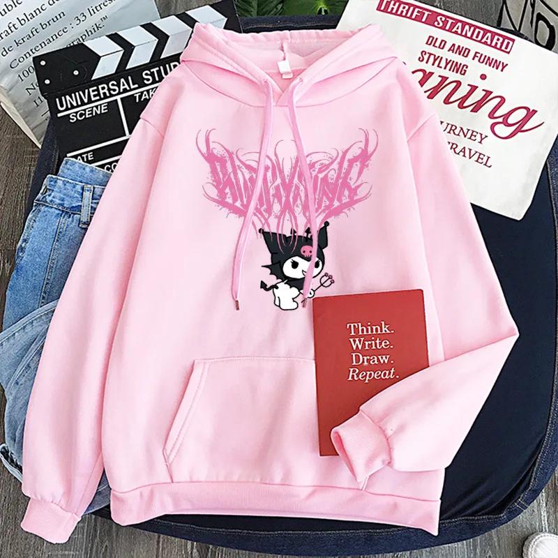 Japanese Anime Sanrio Kuromi Cute Women's Hoodie Student Y2K Sweatshirt Spring and Autumn Outdoor Sports and Leisure Pullover