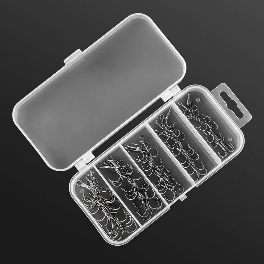 50Pcs/Box Barbed Treble Fishing Hook Iron Three Claw Fishhook Triple Fishing Hook  Fishing Tool