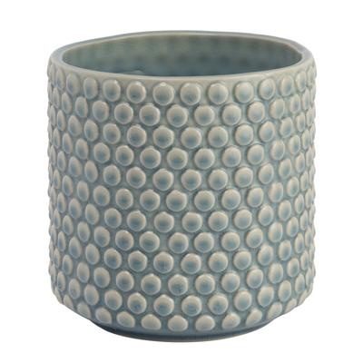 Pot de jardinière rond en grès Design à pois Pot de jardinière durable Utilisation intérieure extérieure Décor idéal de cottage Peut contenir des pots de 5 pouces