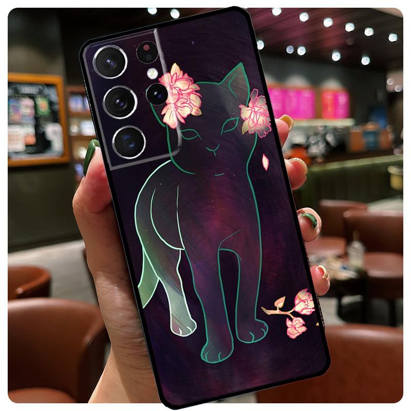Cartoon Cute Cats Case For Samsung Galaxy S23 S22 Ultra S9 S10 Note 10 Plus Note 20 S21 Ultra S20 FE Phone Coque