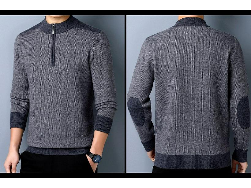 Brand Men's Wool Half-Zip Sweater - 2025 Autumn/Winter Edition: Thick, Warm Middle-Aged Dad Style Base Layer