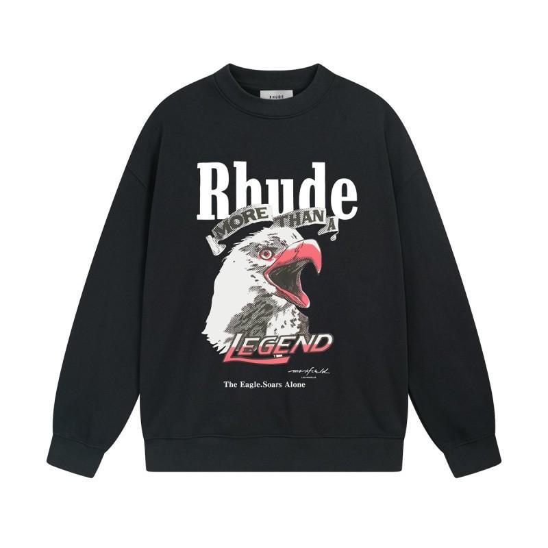 Rhude Vintage Letter Print Oversized Hoodie Men Women Casual Streetwear Sweatshirt