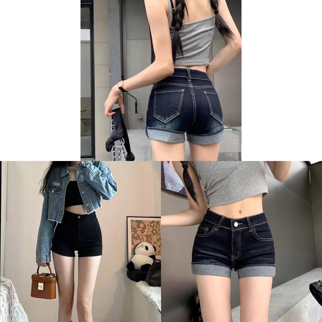 Denim Cotton High Waist Slim Fit Shorts For Women Spring Summer Casual Wear